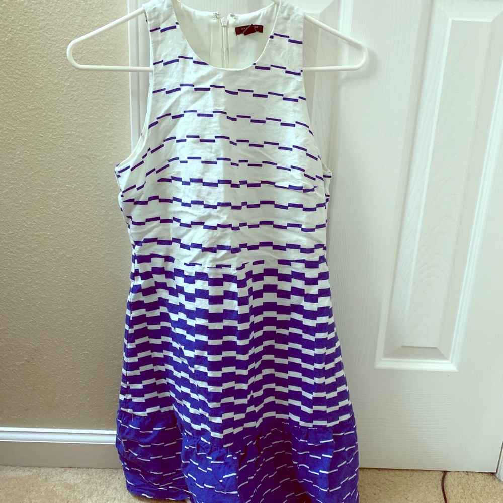 Ann Taylor Petite Lined Dress - Ruffle Hem Striped